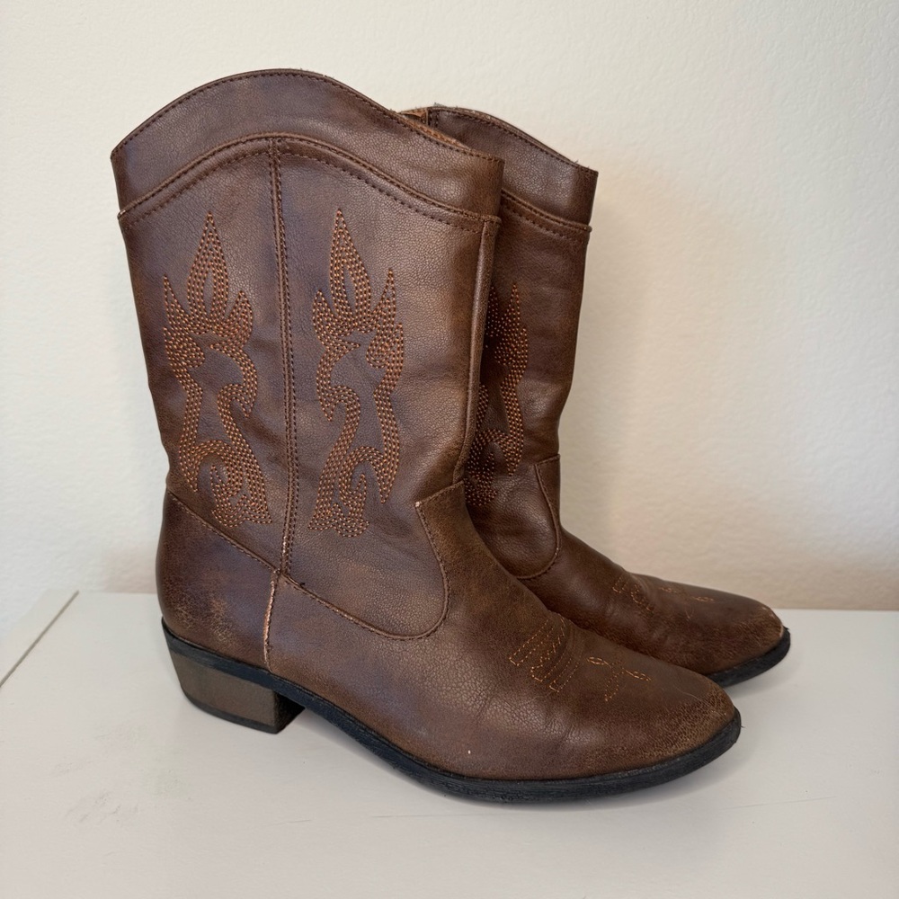 Justice Girls Brown Cowboy Boots‎ Size 5